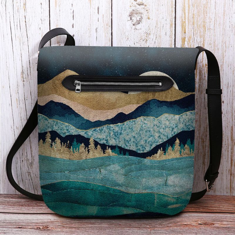 Damen Filz Berg Treetop Landschaft Print Tasche Umhängetasche Umhängetasche