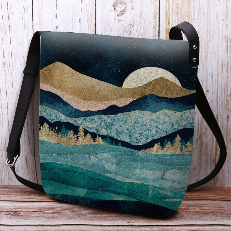 Damen Filz Berg Treetop Landschaft Print Tasche Umhängetasche Umhängetasche