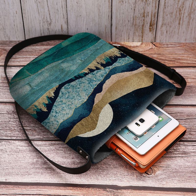 Damen Filz Berg Treetop Landschaft Print Tasche Umhängetasche Umhängetasche