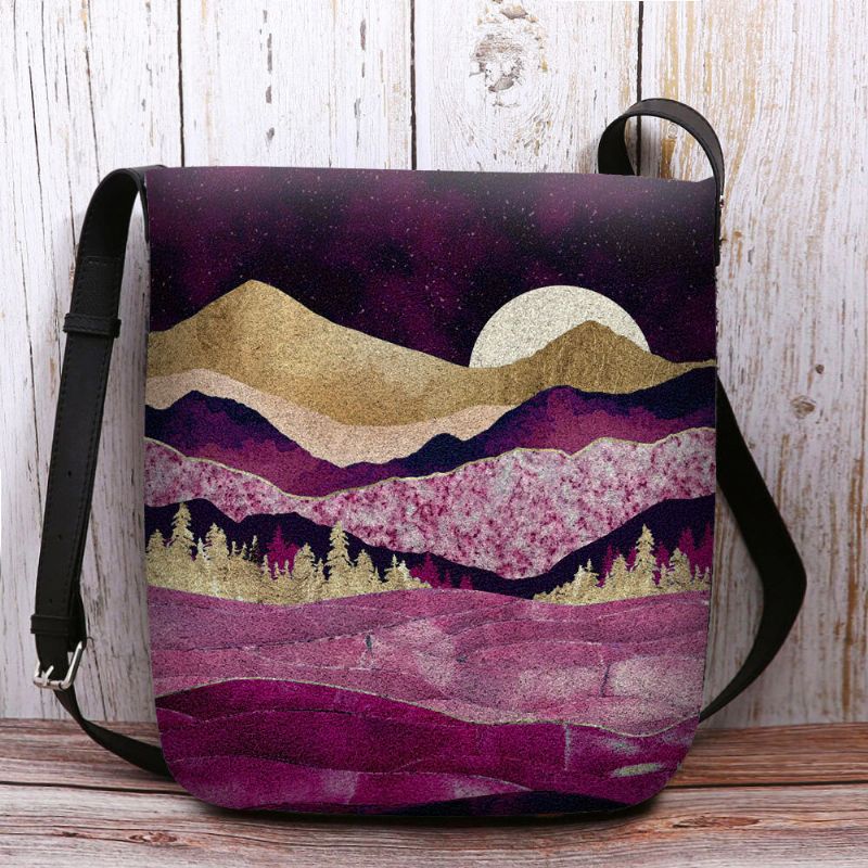 Damen Filz Berg Treetop Landschaft Print Tasche Umhängetasche Umhängetasche