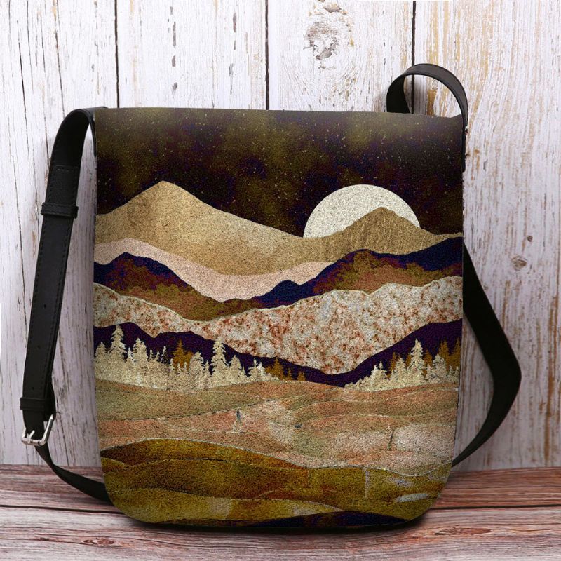 Damen Filz Berg Treetop Landschaft Print Tasche Umhängetasche Umhängetasche