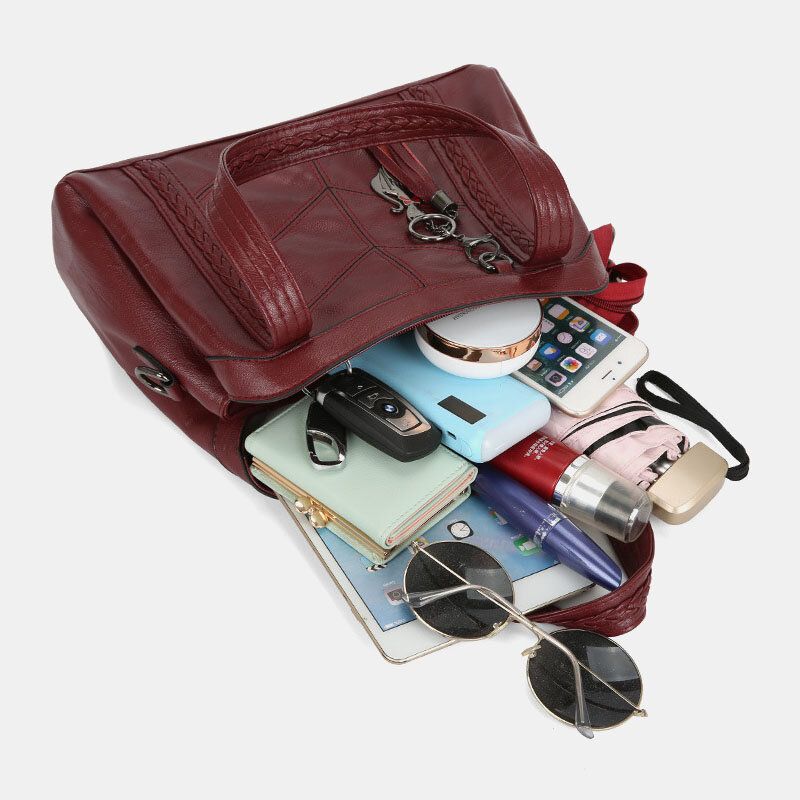 Damen-umhängetasche Mit Mehreren Taschen Mehreren Fächern Quaste Umhängetasche Retro Große Kapazität Umhängetasche Handtasche