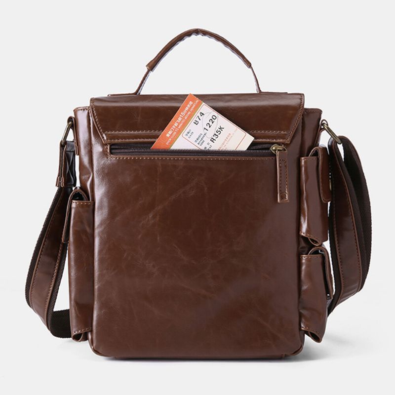 E Ekphero Herren Pu-leder Vintage Business Multifunktions Multi-kartenfächer Multi-taschen Umhängetasche Umhängetasche