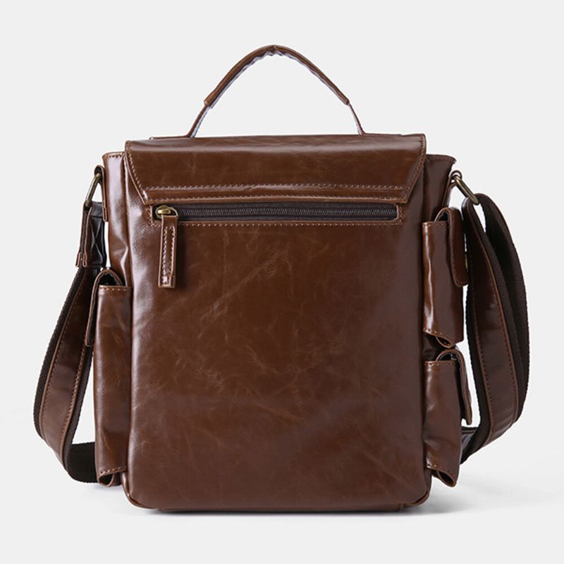 E Ekphero Herren Pu-leder Vintage Business Multifunktions Multi-kartenfächer Multi-taschen Umhängetasche Umhängetasche