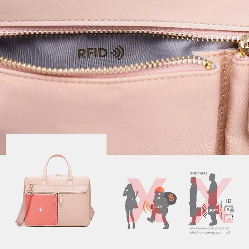 Einfache 13.3/14/15.6-zoll-laptop-umhängetasche Für Frauen Rfid-diebstahlsicherung Leichte Handtasche Mit Mehreren Fächern