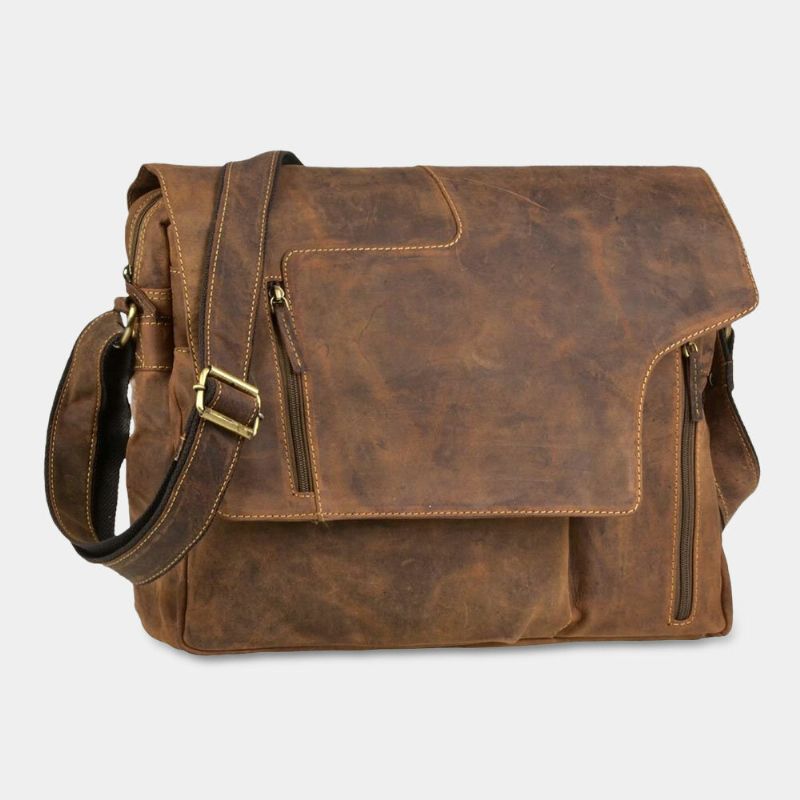 Ekphero Herren Multifunktions Vintage Multi-pockets Vielseitige Lässige Umhängetasche Umhängetasche