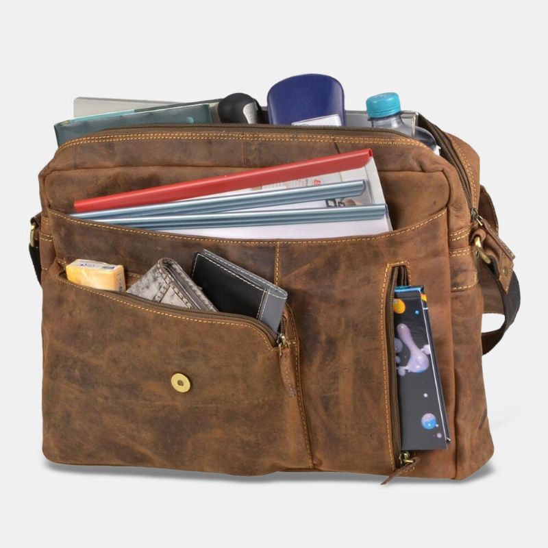 Ekphero Herren Multifunktions Vintage Multi-pockets Vielseitige Lässige Umhängetasche Umhängetasche