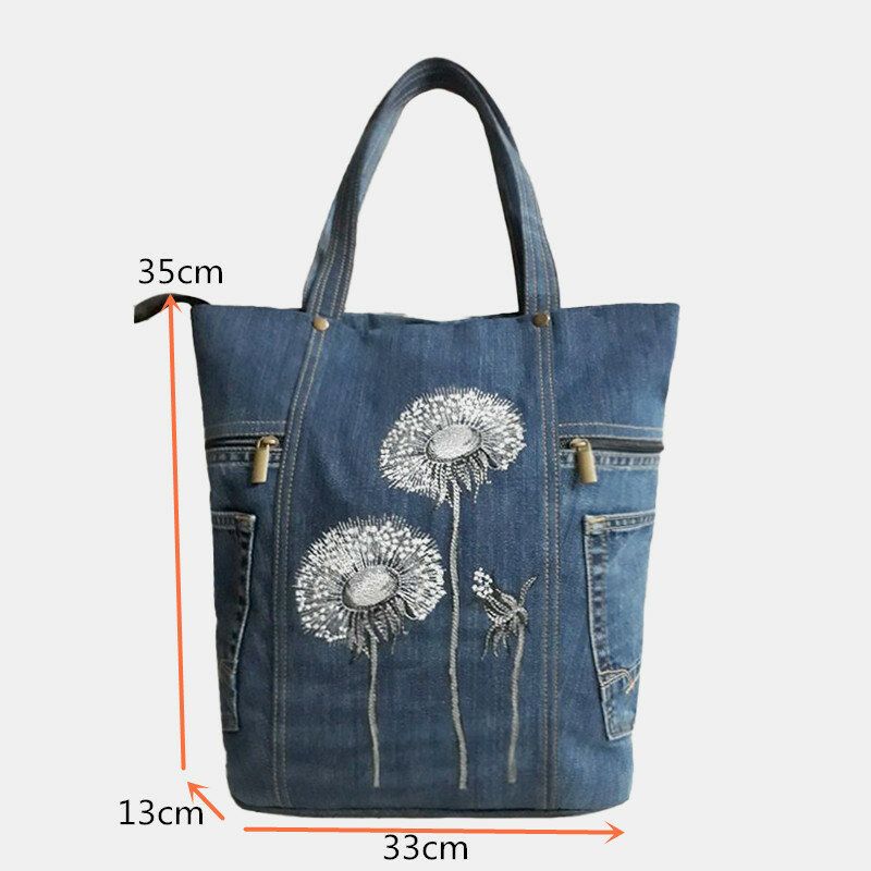 Frauen Blumendruck Canvas Handtasche Umhängetasche Handtasche