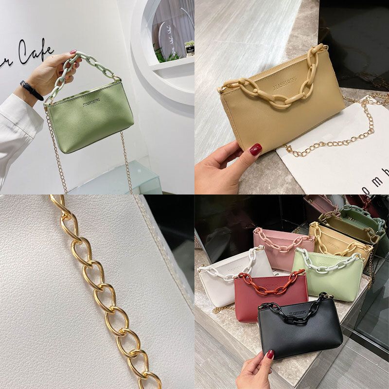 Frauen Dicke Kette Schleife Pu Umhängetasche Satchel Bag Handtasche