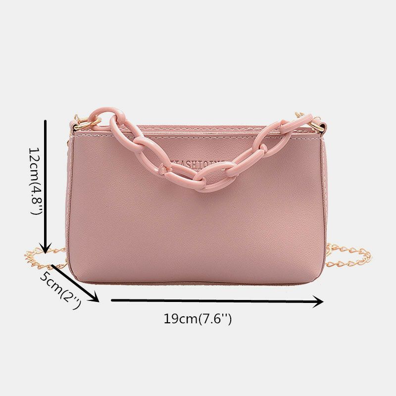 Frauen Dicke Kette Schleife Pu Umhängetasche Satchel Bag Handtasche