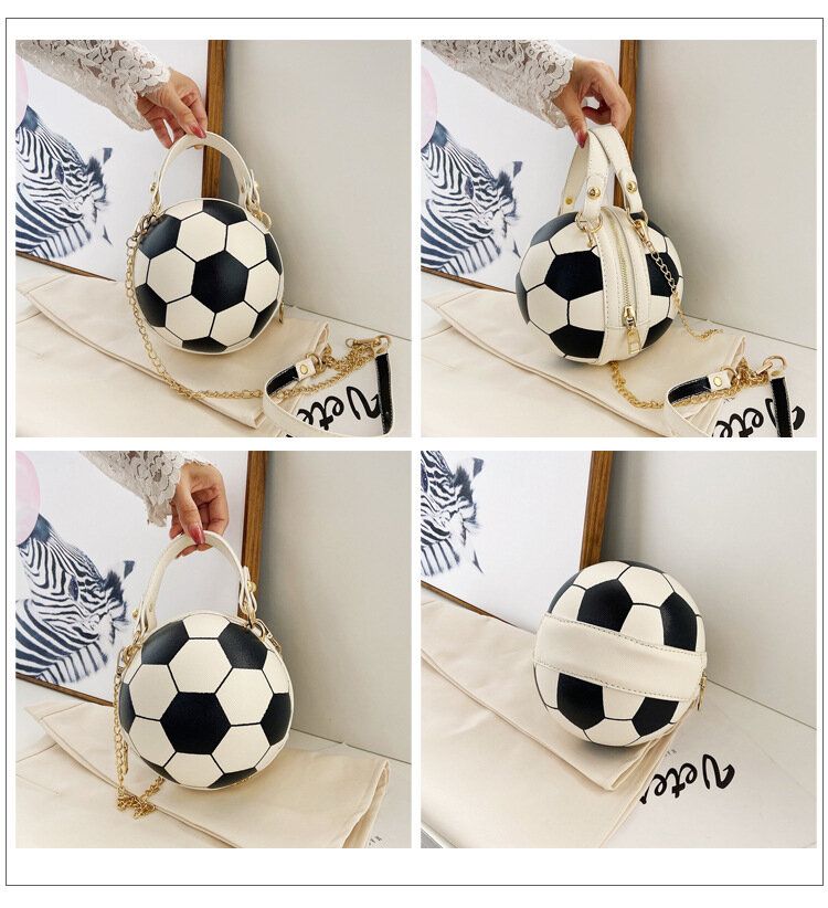 Frauen Einzigartiges Design Basketball Fußball Look Mini Runde Tasche Hangbag Mode Verstellbare Umhängetasche Umhängetasche