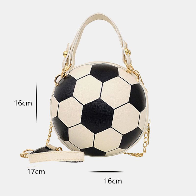 Frauen Einzigartiges Design Basketball Fußball Look Mini Runde Tasche Hangbag Mode Verstellbare Umhängetasche Umhängetasche