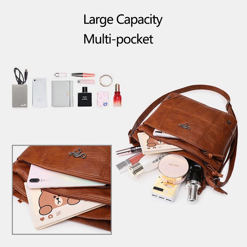 Frauen Pu-leder Große Kapazität Retro 6.3 Zoll Handytasche Mit Mehreren Taschen Weiche Umhängetaschen Umhängetasche