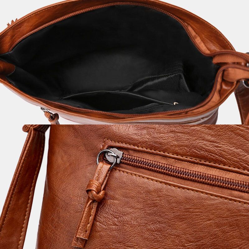 Frauen Pu-leder Große Kapazität Retro 6.3 Zoll Handytasche Mit Mehreren Taschen Weiche Umhängetaschen Umhängetasche