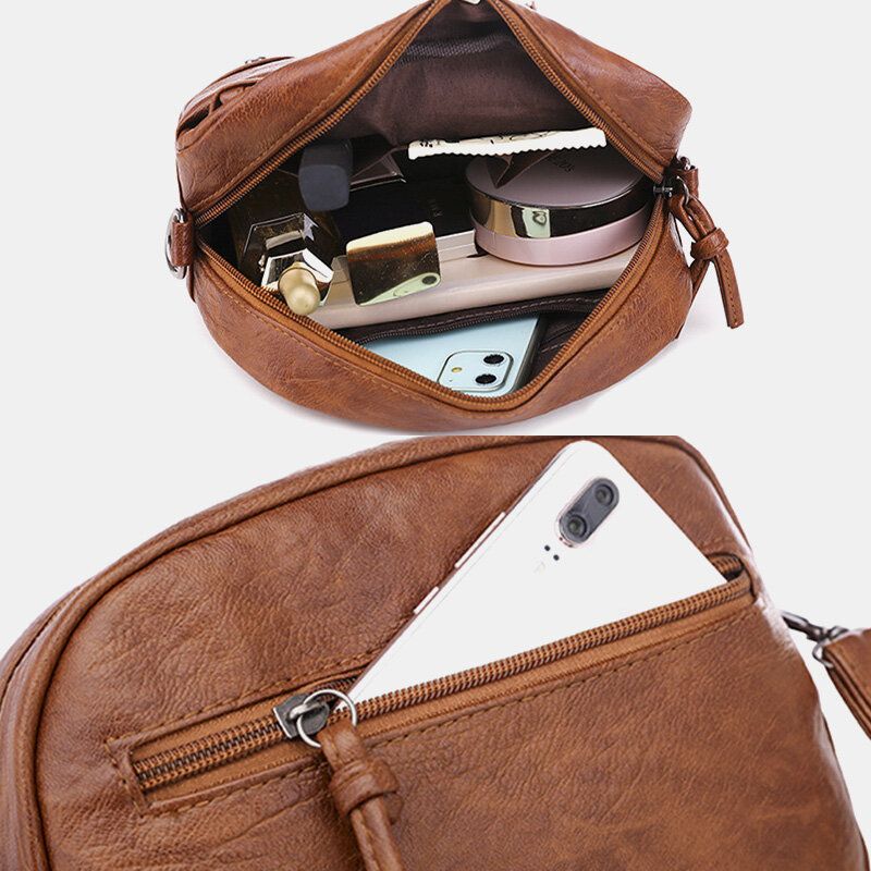 Frauen Pu-leder Multi-pocket Retro Mode 6.3 Zoll Handytasche Weiche Umhängetaschen Umhängetasche