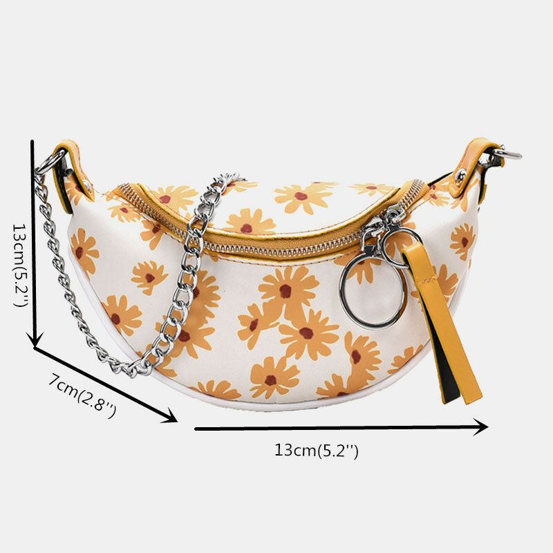 Frauen Pu Sommer Kleine Gänseblümchen Brusttasche