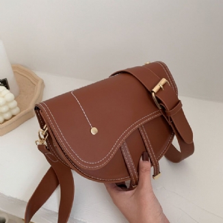 Frauen Unregelmäßige Form Solid Casualc Saddle Bag Umhängetasche