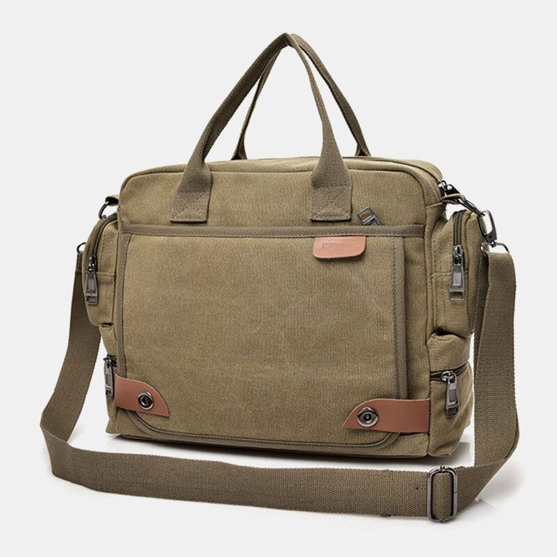 Herren Canvas Große Kapazität Multi-pocket Casual 13.3 Zoll Laptoptasche Umhängetaschen Umhängetasche Aktentasche