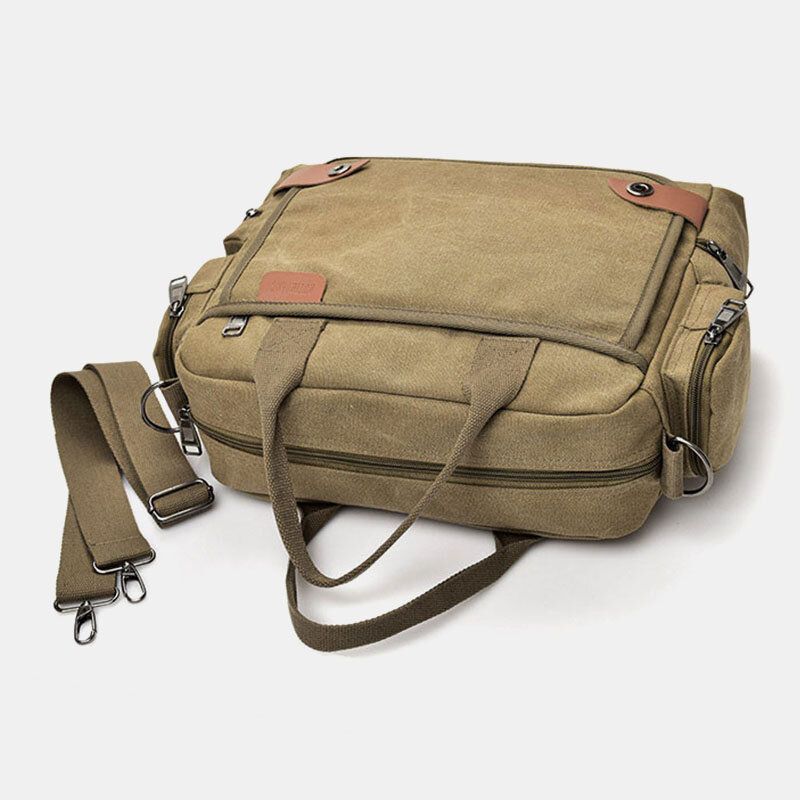 Herren Canvas Große Kapazität Multi-pocket Casual 13.3 Zoll Laptoptasche Umhängetaschen Umhängetasche Aktentasche