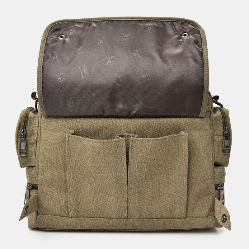 Herren Canvas Große Kapazität Multi-pocket Casual 13.3 Zoll Laptoptasche Umhängetaschen Umhängetasche Aktentasche