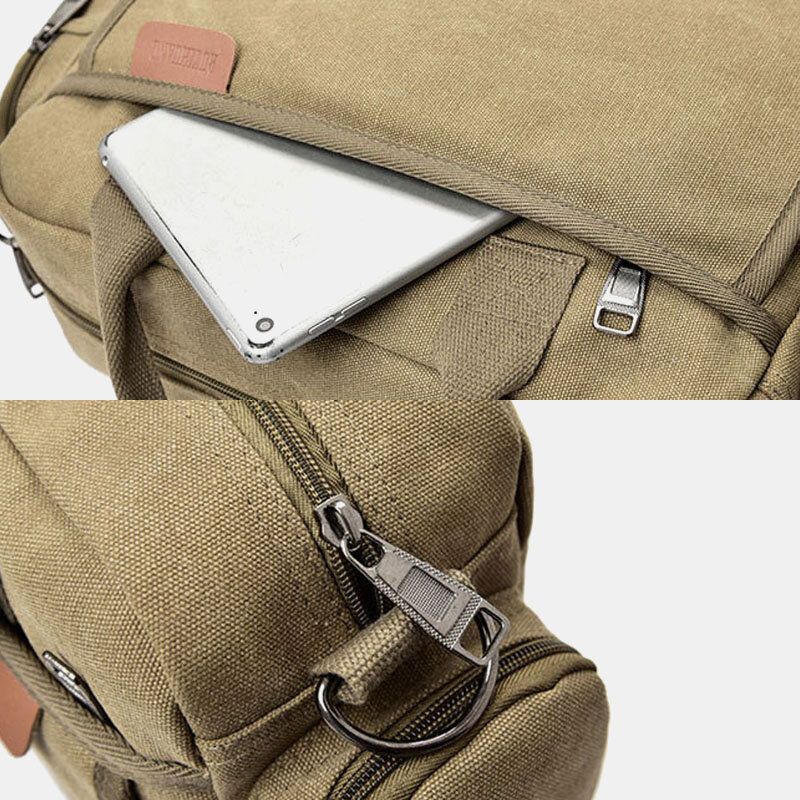 Herren Canvas Große Kapazität Multi-pocket Casual 13.3 Zoll Laptoptasche Umhängetaschen Umhängetasche Aktentasche