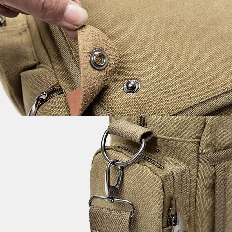 Herren Canvas Große Kapazität Multi-pocket Casual 13.3 Zoll Laptoptasche Umhängetaschen Umhängetasche Aktentasche