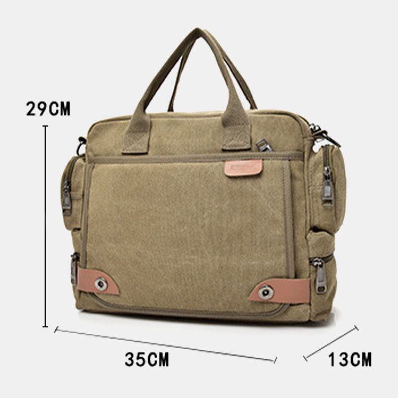 Herren Canvas Große Kapazität Multi-pocket Casual 13.3 Zoll Laptoptasche Umhängetaschen Umhängetasche Aktentasche