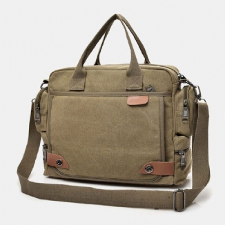 Herren Canvas Große Kapazität Multi-pocket Casual 13.3 Zoll Laptoptasche Umhängetaschen Umhängetasche Aktentasche