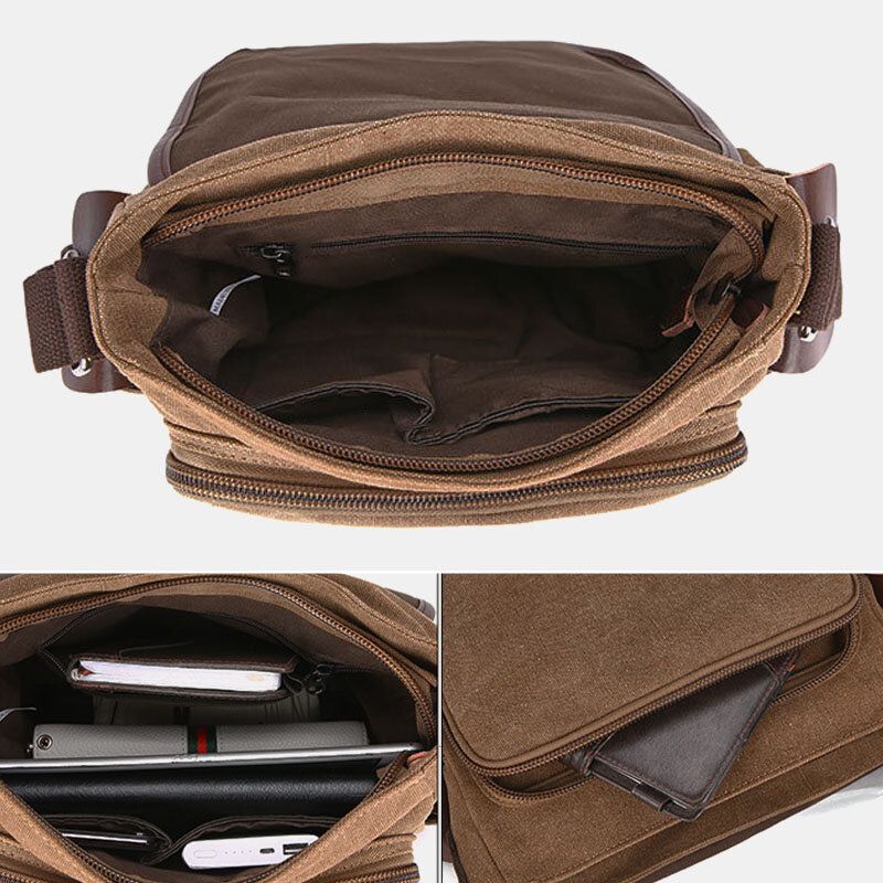 Herren Canvas Große Kapazität Wasserabweisend Vintage Laptop Umhängetasche Umhängetasche Umhängetasche