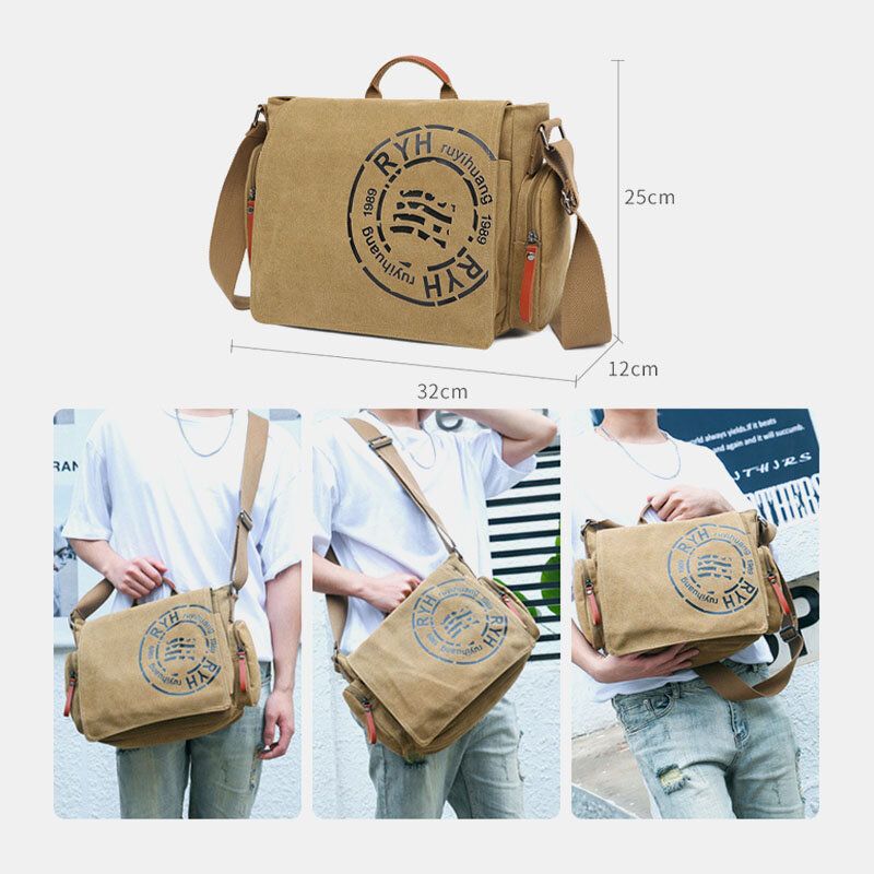 Herren Canvas Multi-fach Multi-pocket Lässige Umhängetasche Messenger Bag Umhängetaschen Handtasche