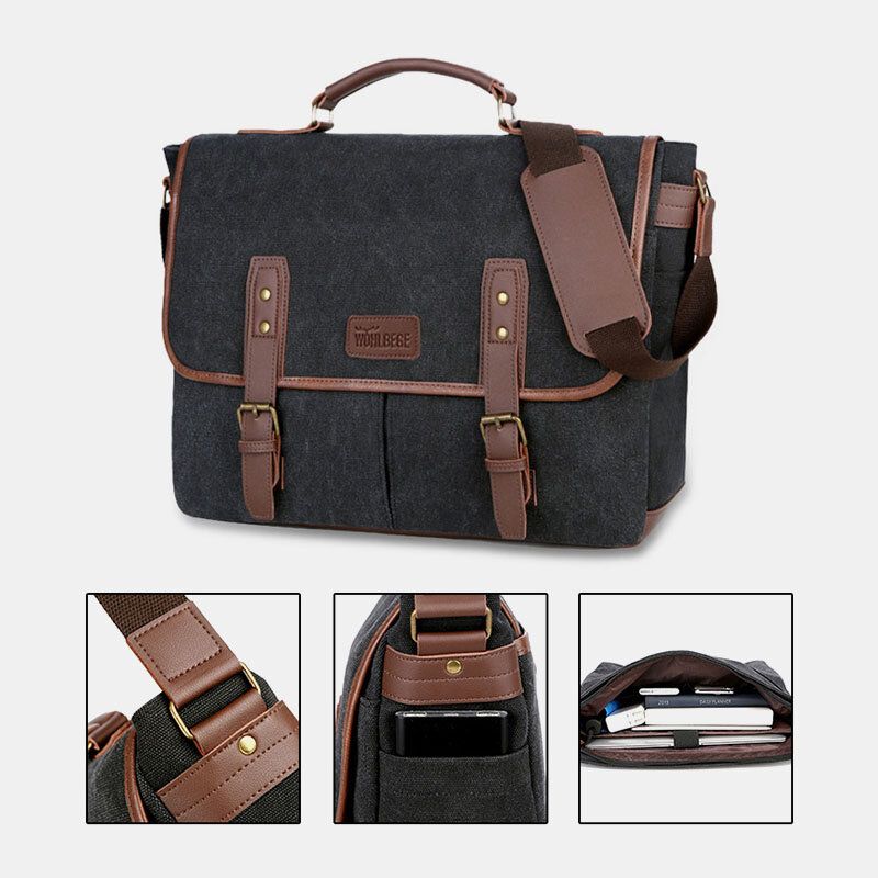 Herren Canvas Multi-pocket Verschleißfeste Vintage Business Messenger Bag Laptoptasche Umhängetasche Handtasche