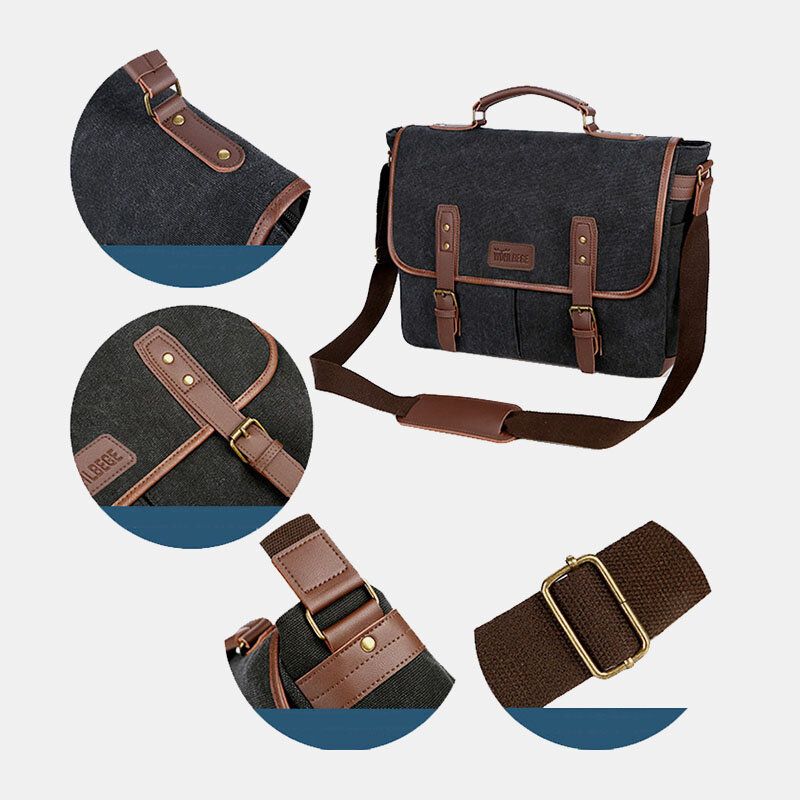 Herren Canvas Multi-pocket Verschleißfeste Vintage Business Messenger Bag Laptoptasche Umhängetasche Handtasche