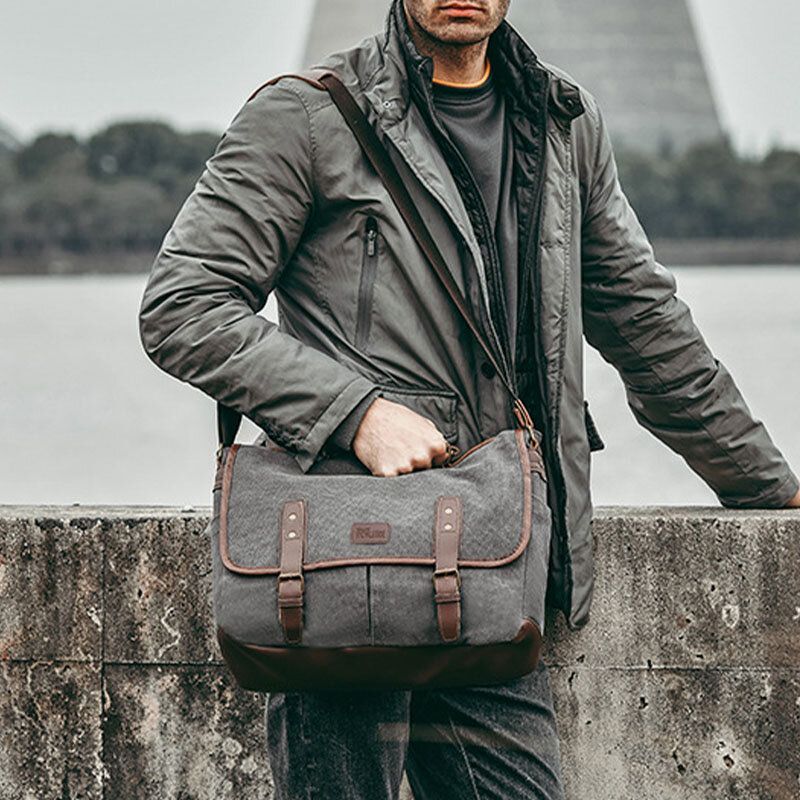 Herren Canvas Multi-pocket Verschleißfeste Vintage Business Messenger Bag Laptoptasche Umhängetasche Handtasche