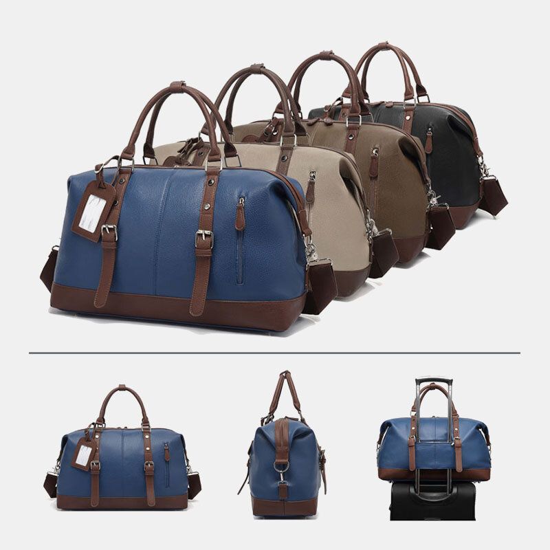 Herren Canvas Pu-leder Große Kapazität Multi-pocket-handtasche Umhängetasche Reisetasche Duffle Bag Umhängetasche