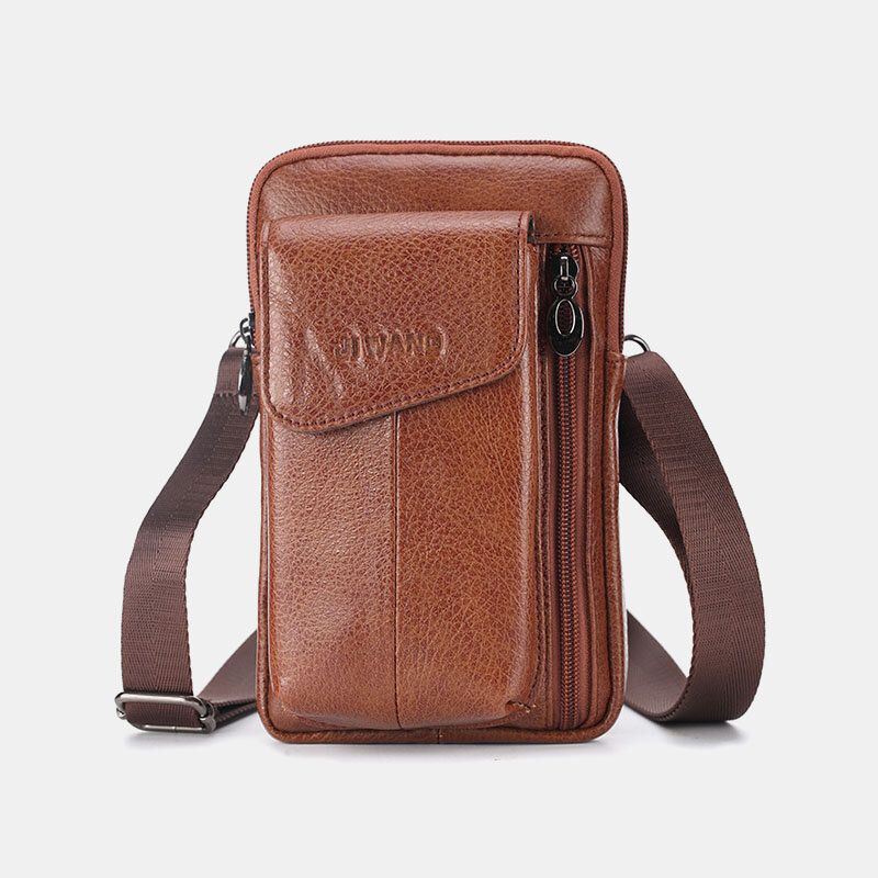 Herren Echtes Leder 6.5 Zoll Handytasche Gürteltasche Gürteltasche Umhängetasche