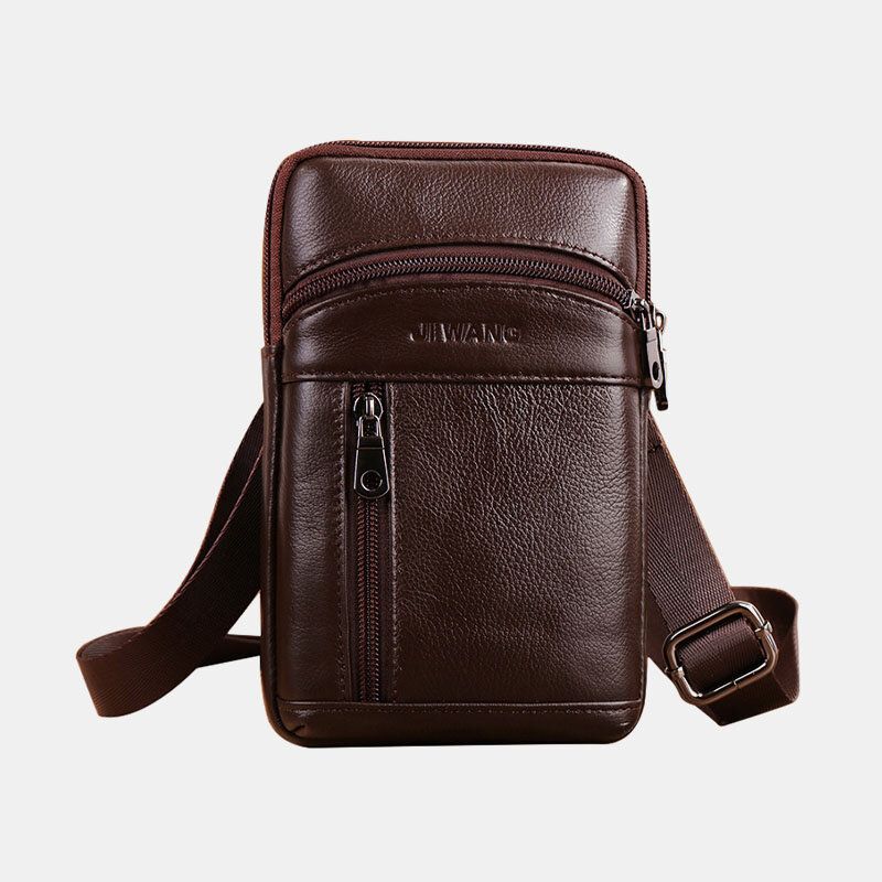 Herren Echtes Leder 6.5 Zoll Retro Handytasche Gürteltasche Umhängetasche