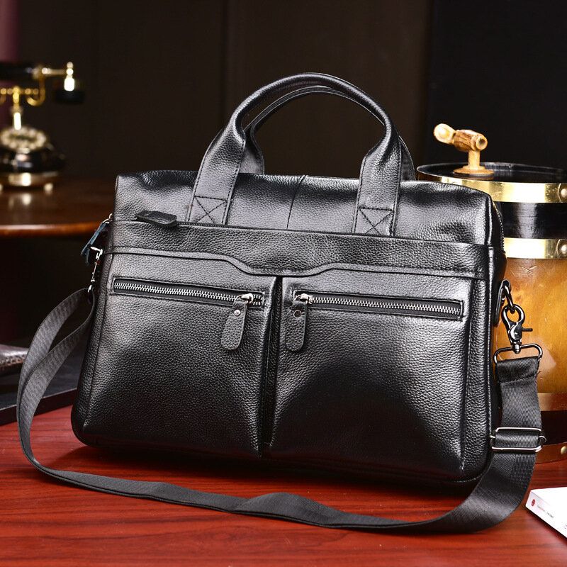 Herren Echtes Leder Business Multi-carry 14 Zoll Laptoptasche Aktentasche Umhängetasche Umhängetasche