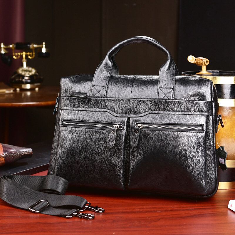 Herren Echtes Leder Business Multi-carry 14 Zoll Laptoptasche Aktentasche Umhängetasche Umhängetasche