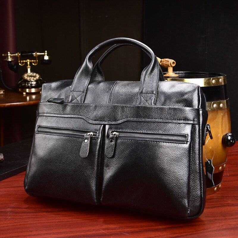 Herren Echtes Leder Business Multi-carry 14 Zoll Laptoptasche Aktentasche Umhängetasche Umhängetasche