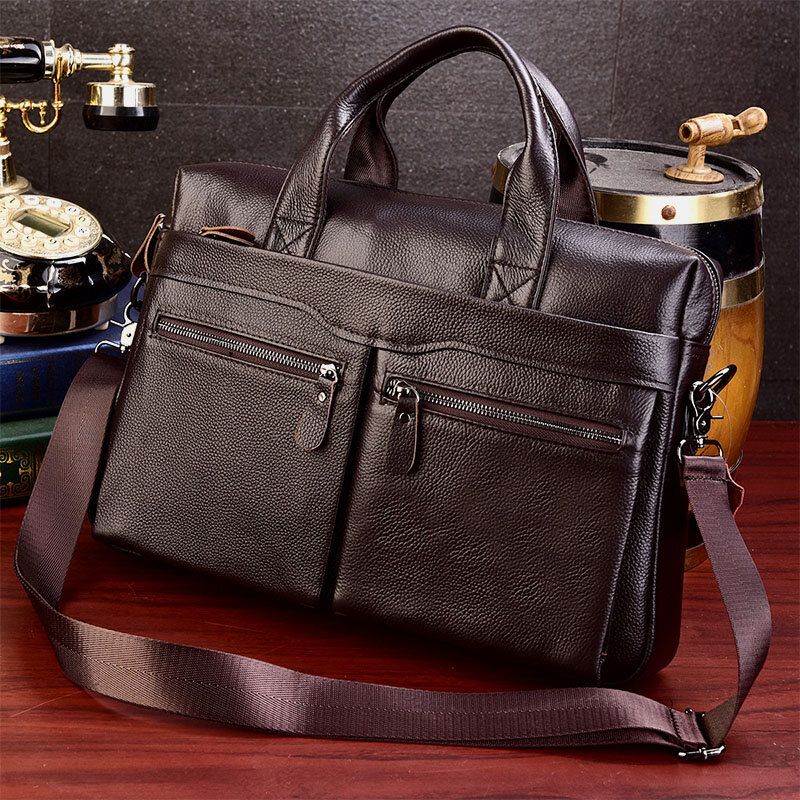 Herren Echtes Leder Business Multi-carry 14 Zoll Laptoptasche Aktentasche Umhängetasche Umhängetasche