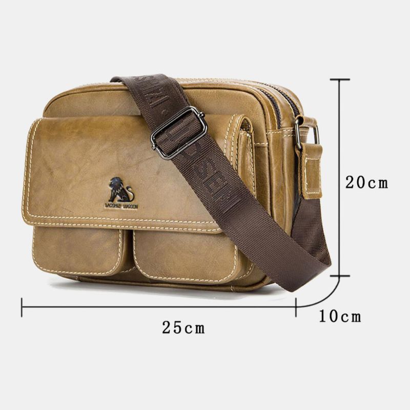 Herren Echtes Leder Große Kapazität Multi-pocket Anti-diebstahl Vintage Umhängetasche Rindsleder Umhängetasche