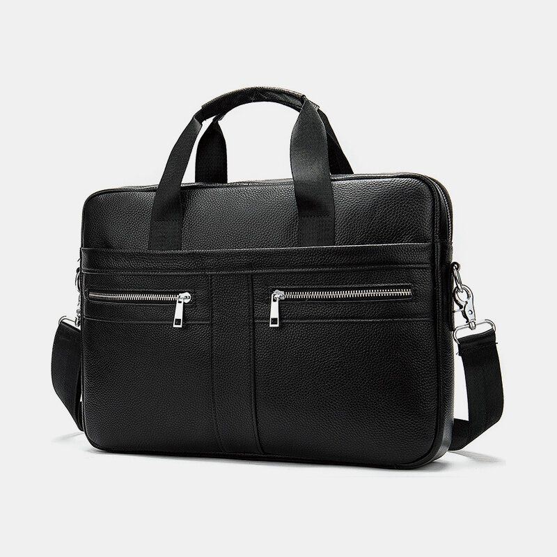 Herren Echtes Leder Multi-pocket 14 Zoll Laptoptasche Aktentasche Business Handtasche Umhängetasche