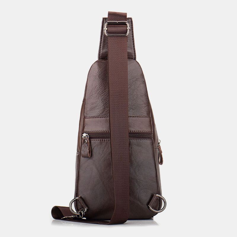 Herren Echtes Leder Multi-pocket Große Kapazität Vintage First Layer Rindsleder Umhängetaschen Umhängetasche Brusttasche