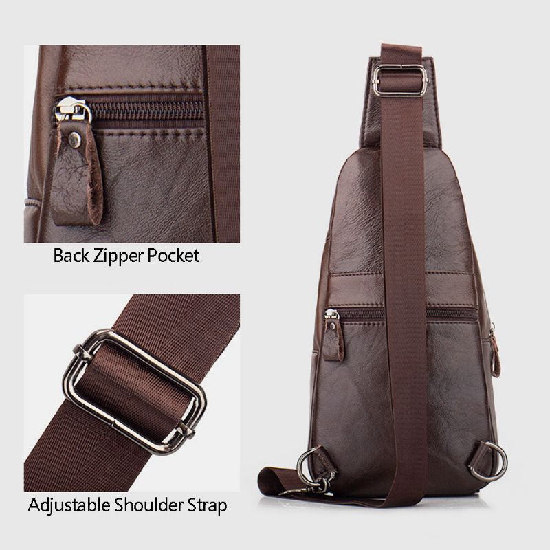 Herren Echtes Leder Multi-pocket Große Kapazität Vintage First Layer Rindsleder Umhängetaschen Umhängetasche Brusttasche