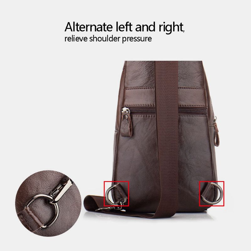 Herren Echtes Leder Multi-pocket Große Kapazität Vintage First Layer Rindsleder Umhängetaschen Umhängetasche Brusttasche