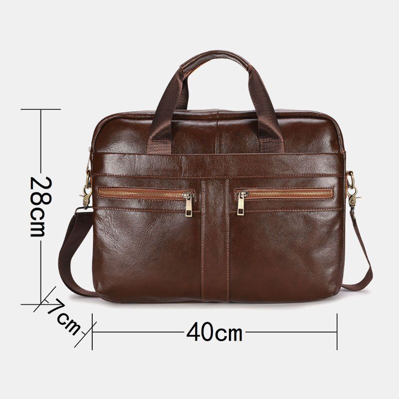 Herren Echtes Leder Multi-pocket Vintage 14 Zoll Laptoptasche Messenger Bag Umhängetasche Umhängetasche Aktentasche