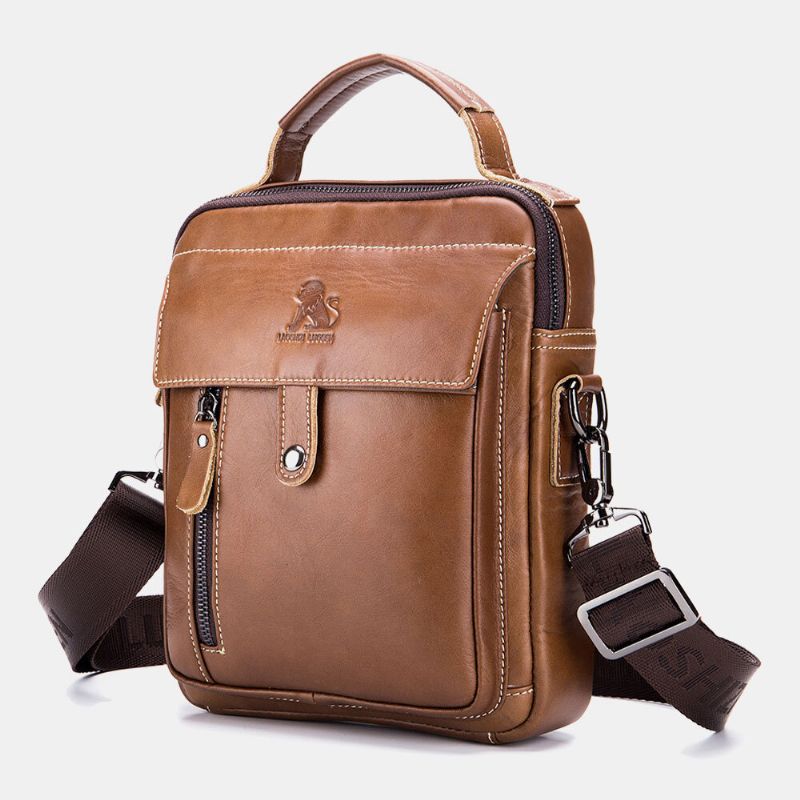 Herren Echtes Leder Multi-pocket Wasserdichte Vintage Handtasche Umhängetasche Umhängetasche