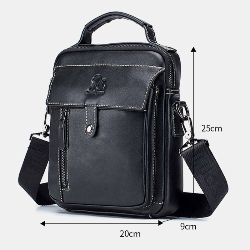 Herren Echtes Leder Multi-pocket Wasserdichte Vintage Handtasche Umhängetasche Umhängetasche