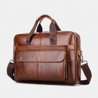 Herren Echtes Leder Retro Business Multifunktions 13 Zoll Laptoptasche Handtasche Aktentasche Umhängetasche