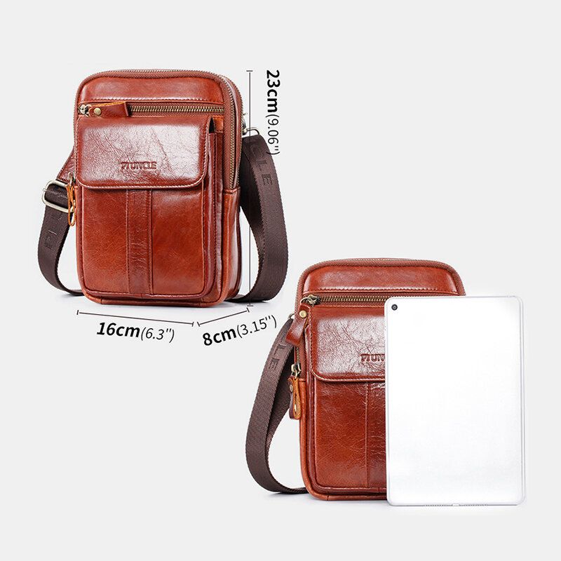 Herren Echtes Leder Retro Business Multifunktions Brusttasche Umhängetasche Umhängetasche